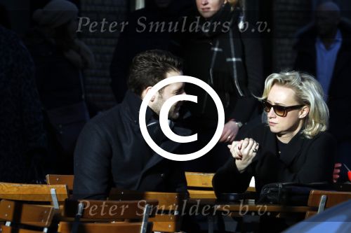 Amsterdam 21 januari 2017  
Eva Jinek met vriend Dexter van der Voorn op de beethovenstraat.