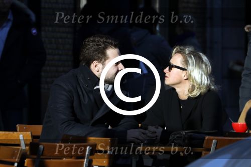 Amsterdam 21 januari 2017  
Eva Jinek met vriend Dexter van der Voorn op de beethovenstraat.