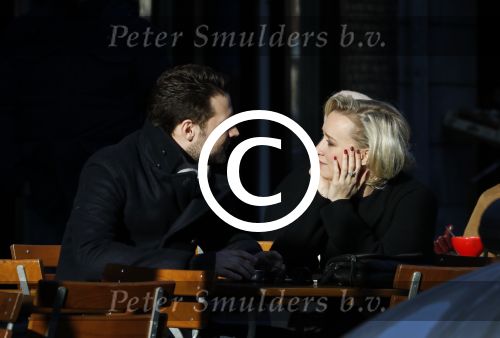 Amsterdam 21 januari 2017  
Eva Jinek met vriend Dexter van der Voorn op de beethovenstraat.