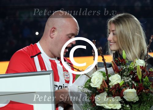 Eindhoven, 22 Januari 2017 Kompetitiewedstrijd PSV-SC Heerenveen, eindstand 4-3 met o.a. Michael v Gerwen die werd gehuldigd.