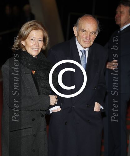 Apeldoorn 19 januari 2018
Prinses Margriet Pieter v Vollenhoven vieren de 75e verjaardag van Margriet in de schouwburg van Apeldoorn. Frank Houben met zijn vrouw