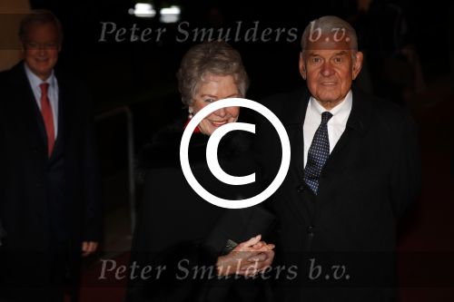 Apeldoorn 19 januari 2018
Prinses Margriet Pieter v Vollenhoven vieren de 75e verjaardag van Margriet in de schouwburg van Apeldoorn. Jaap en Mary Rost Onnes