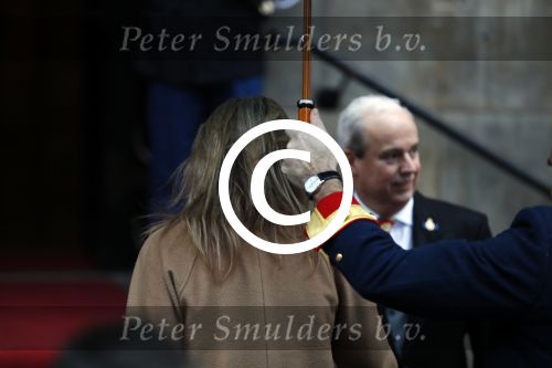 Amsterdam 17 januari 2018 
Koningin Maxima Koning Wiollem Alexander en Prinses Margriet arriveren bij het koninklijk paleis op de dam waar de nieuwjaarsreceptie is.