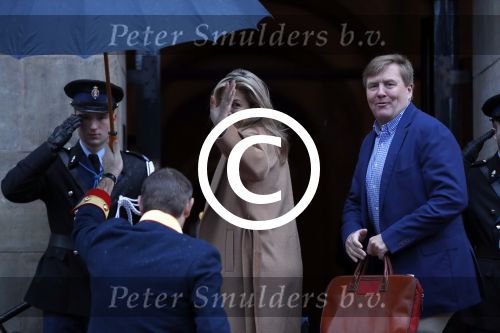 Amsterdam 17 januari 2018 
Koningin Maxima Koning Wiollem Alexander en Prinses Margriet arriveren bij het koninklijk paleis op de dam waar de nieuwjaarsreceptie is.