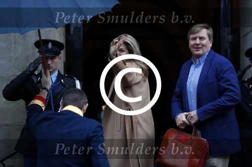 Amsterdam 17 januari 2018 
Koningin Maxima Koning Wiollem Alexander en Prinses Margriet arriveren bij het koninklijk paleis op de dam waar de nieuwjaarsreceptie is.