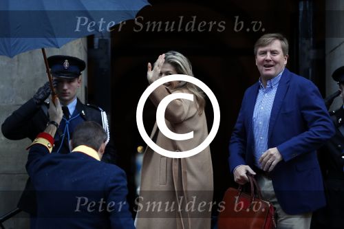 Amsterdam 17 januari 2018 
Koningin Maxima Koning Wiollem Alexander en Prinses Margriet arriveren bij het koninklijk paleis op de dam waar de nieuwjaarsreceptie is.