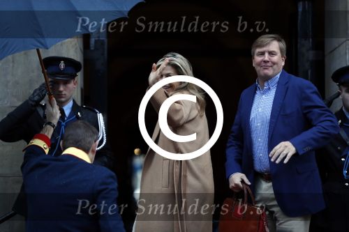 Amsterdam 17 januari 2018 
Koningin Maxima Koning Wiollem Alexander en Prinses Margriet arriveren bij het koninklijk paleis op de dam waar de nieuwjaarsreceptie is.