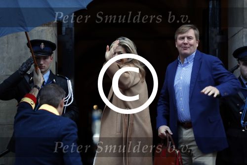 Amsterdam 17 januari 2018 
Koningin Maxima Koning Wiollem Alexander en Prinses Margriet arriveren bij het koninklijk paleis op de dam waar de nieuwjaarsreceptie is.