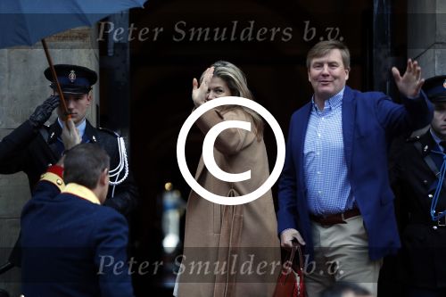 Amsterdam 17 januari 2018 
Koningin Maxima Koning Wiollem Alexander en Prinses Margriet arriveren bij het koninklijk paleis op de dam waar de nieuwjaarsreceptie is.