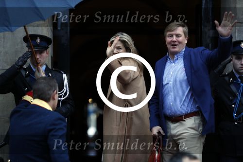 Amsterdam 17 januari 2018 
Koningin Maxima Koning Wiollem Alexander en Prinses Margriet arriveren bij het koninklijk paleis op de dam waar de nieuwjaarsreceptie is.