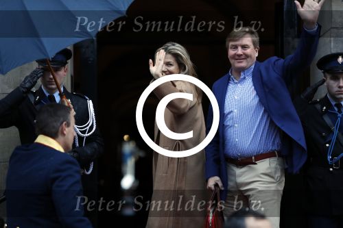 Amsterdam 17 januari 2018 
Koningin Maxima Koning Wiollem Alexander en Prinses Margriet arriveren bij het koninklijk paleis op de dam waar de nieuwjaarsreceptie is.