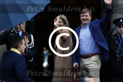 Amsterdam 17 januari 2018 
Koningin Maxima Koning Wiollem Alexander en Prinses Margriet arriveren bij het koninklijk paleis op de dam waar de nieuwjaarsreceptie is.