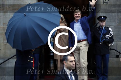 Amsterdam 17 januari 2018 
Koningin Maxima Koning Wiollem Alexander en Prinses Margriet arriveren bij het koninklijk paleis op de dam waar de nieuwjaarsreceptie is.