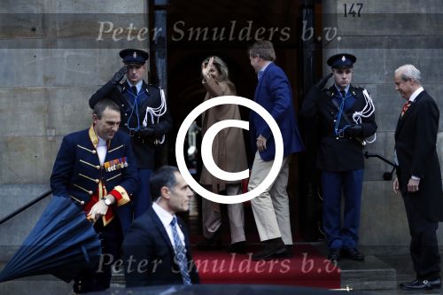 Amsterdam 17 januari 2018 
Koningin Maxima Koning Wiollem Alexander en Prinses Margriet arriveren bij het koninklijk paleis op de dam waar de nieuwjaarsreceptie is.