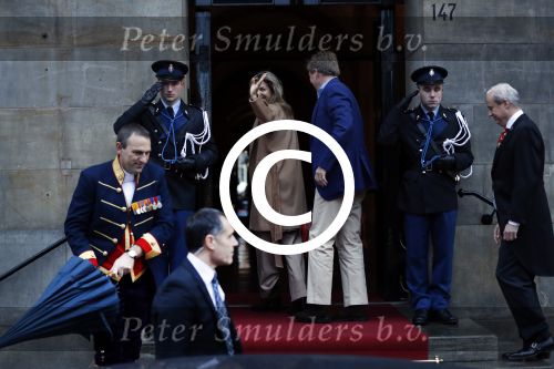 Amsterdam 17 januari 2018 
Koningin Maxima Koning Wiollem Alexander en Prinses Margriet arriveren bij het koninklijk paleis op de dam waar de nieuwjaarsreceptie is.