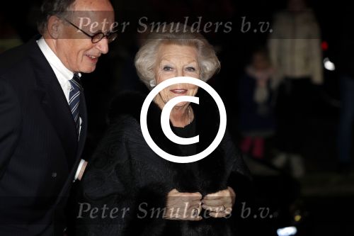Apeldoorn 19 januari 2018
Prinses Margriet Pieter v Vollenhoven vieren de 75e verjaardag van Margriet in de schouwburg van Apeldoorn. Prinses Beatrix