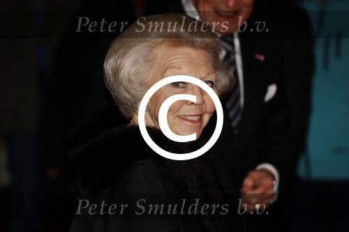 Apeldoorn 19 januari 2018
Prinses Margriet Pieter v Vollenhoven vieren de 75e verjaardag van Margriet in de schouwburg van Apeldoorn. Prinses Beatrix