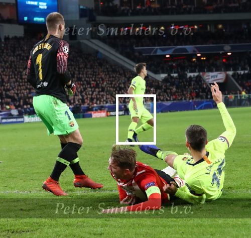 Eindhoven, 28 November 2018
Champions Leaguewedstrijd PSV-FC Barcelona, eindstand 1-2
Clement Lengiet en Luuk de Jong