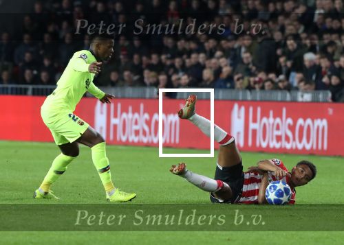 Eindhoven, 28 November 2018
Champions Leaguewedstrijd PSV-FC Barcelona, eindstand 1-2
Donyell Malen en Nelson Semedo