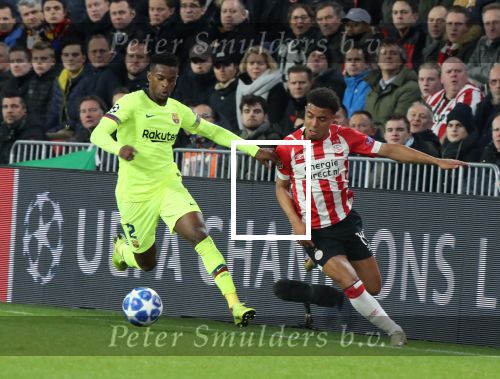 Eindhoven, 28 November 2018
Champions Leaguewedstrijd PSV-FC Barcelona, eindstand 1-2
Donyell Malen en Nelson Semedo