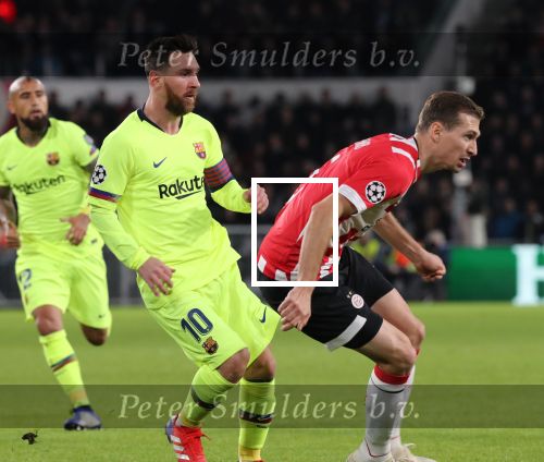 Eindhoven, 28 November 2018
Champions Leaguewedstrijd PSV-FC Barcelona, eindstand 1-2
Lionel Messi en Daniel Schwaab