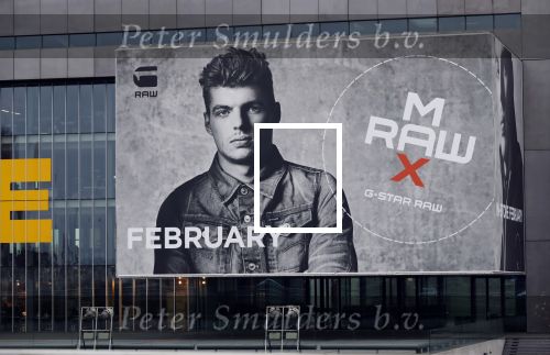 Amsterdam 5 januari 2019
Max Verstappen is het nieuwe gezicht van Gstar en staat groot 
op het pand van GSTAR naast de A10