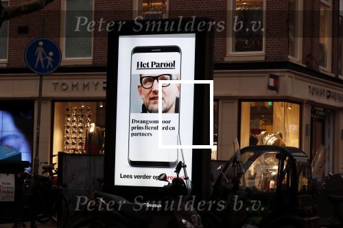Amsterdam 12 januari 2019
Reclame Parool met daarop prins Berenhard jr op de pc hooftstraat