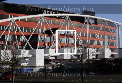 Alkmaar 2 januari 2021
Het AZ srtadion met het nieuwe dak en een regenboog boven stadion