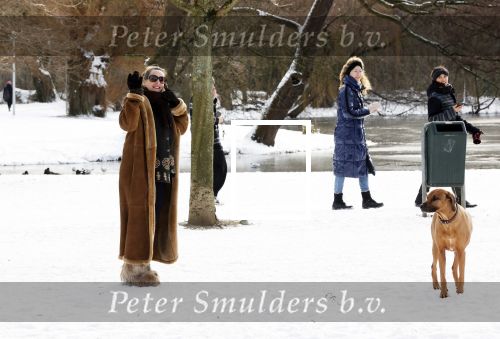 Amsterdam 9 februari 2021
Claudia Schoemacher met hond in het vondelpark. Het vondelpark is wit van de sneeuw.