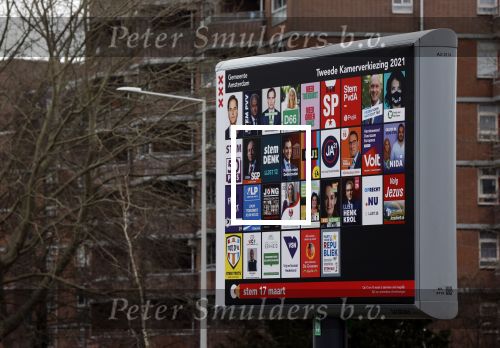 Amsterdam 17 februari 2021
Alle lijsttrekkers op een abri ivm de verkiezingen