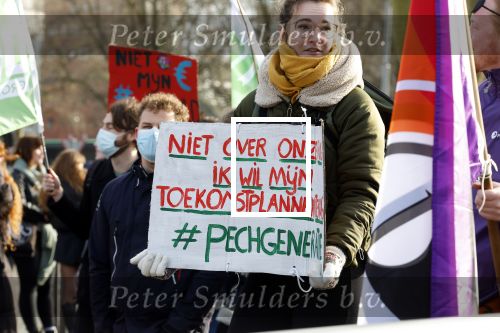 Amsterdam 5 februari 2022
Demonstratie studenten tegen het beleid van Mark Rutte . De demonstratie is in het centrum van Amsterdam.