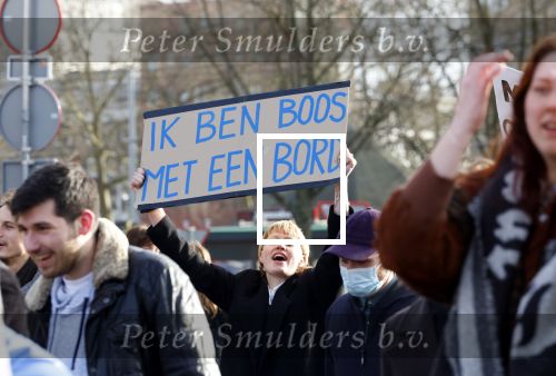 Amsterdam 5 februari 2022
Demonstratie studenten tegen het beleid van Mark Rutte . De demonstratie is in het centrum van Amsterdam.