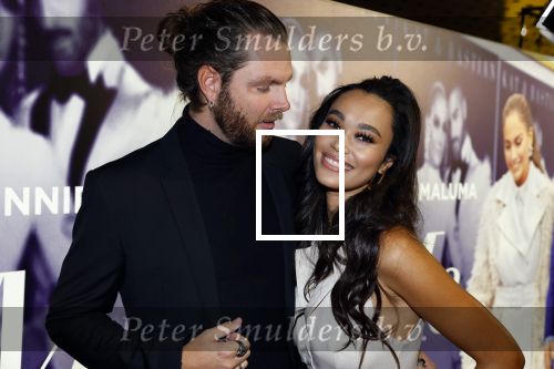 Amsterdam 7 februari 2022
Premiere Marry me in pathe arena. Romy Monteiro met vriend Jasper Suyk