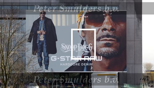 Amsterdam 20 januari 2022
Reclame Snoop Dog op Gstar gebouw