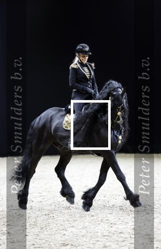Amsterdam 28 januari 2023
Samantha Steenwijk rijdt op haar paard een kuhr terwijl ze zingt tijdens Jumping Amsterdam in de RAI.