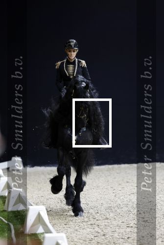 Amsterdam 28 januari 2023
Samantha Steenwijk rijdt op haar paard een kuhr terwijl ze zingt tijdens Jumping Amsterdam in de RAI.