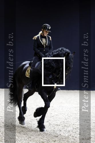 Amsterdam 28 januari 2023
Samantha Steenwijk rijdt op haar paard een kuhr terwijl ze zingt tijdens Jumping Amsterdam in de RAI.