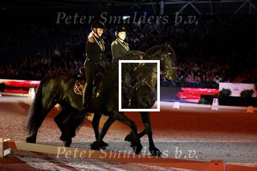 Amsterdam 28 januari 2023
Samantha Steenwijk rijdt op haar paard een kuhr terwijl ze zingt tijdens Jumping Amsterdam in de RAI.