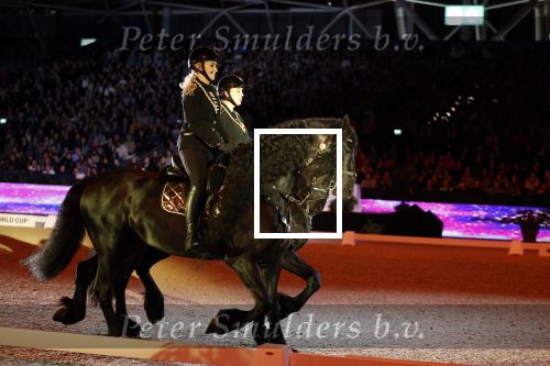 Amsterdam 28 januari 2023
Samantha Steenwijk rijdt op haar paard een kuhr terwijl ze zingt tijdens Jumping Amsterdam in de RAI.