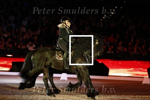 Amsterdam 28 januari 2023
Samantha Steenwijk rijdt op haar paard een kuhr terwijl ze zingt tijdens Jumping Amsterdam in de RAI.