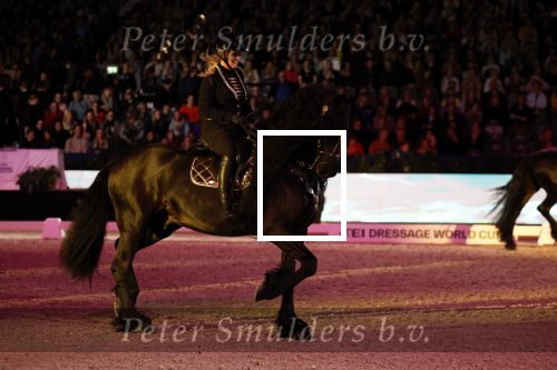 Amsterdam 28 januari 2023
Samantha Steenwijk rijdt op haar paard een kuhr terwijl ze zingt tijdens Jumping Amsterdam in de RAI.