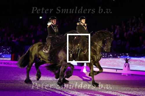 Amsterdam 28 januari 2023
Samantha Steenwijk rijdt op haar paard een kuhr terwijl ze zingt tijdens Jumping Amsterdam in de RAI.