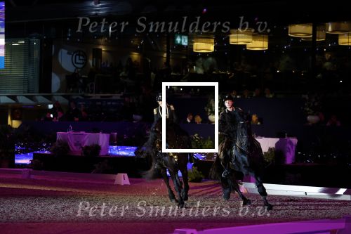 Amsterdam 28 januari 2023
Samantha Steenwijk rijdt op haar paard een kuhr terwijl ze zingt tijdens Jumping Amsterdam in de RAI.