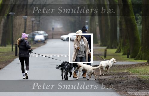 Huizen 13 januari 2024
Linda de Mol en Jeroen Rietbergen samen wandelend met hun 2 honden / labradors.
