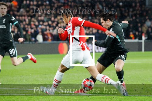 Eindhoven, 29 Januari 2025
8e en laatste wedstrijd  Champions League seizoen 2024-2025 PSV-FC Liverpool, eindstand 3-2
Federico Chiesa en Armando Obispo
Fotograaf Marco Ferrageau