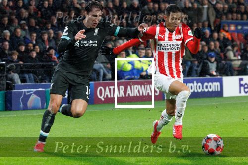 Eindhoven, 29 Januari 2025
8e en laatste wedstrijd  Champions League seizoen 2024-2025 PSV-FC Liverpool, eindstand 3-2
Federico Chiesa en Mauro Junior
Fotograaf Marco Ferrageau