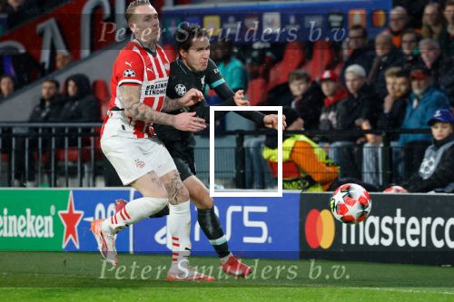 Eindhoven, 29 Januari 2025
8e en laatste wedstrijd  Champions League seizoen 2024-2025 PSV-FC Liverpool, eindstand 3-2
Federico Chiesa en Rick Karsdorp
Fotograaf Marco Ferrageau