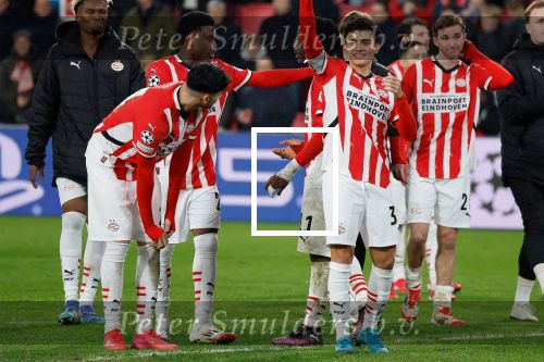 Eindhoven, 29 Januari 2025
8e en laatste wedstrijd  Champions League seizoen 2024-2025 PSV-FC Liverpool, eindstand 3-2
Richard Ledezma blij na afloop
Fotograaf Marco Ferrageau