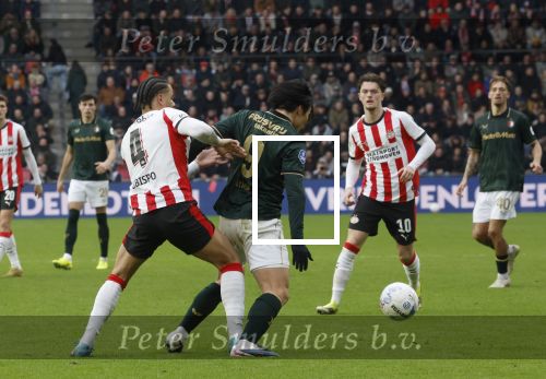 Eindhoven, 1 Februari 2026
Kompetitiewedstrijd PSV-Feyenoord, eindstand 3-0
Ayase Ueda EN Armando Obispo