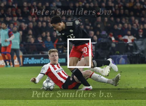 Eindhoven, 28 Januari 2026
Laatste wedstrijd in voorronde Champions League
PSV-Bayern Munchen, eindstand 1-2
Jamal Musiala in duel met